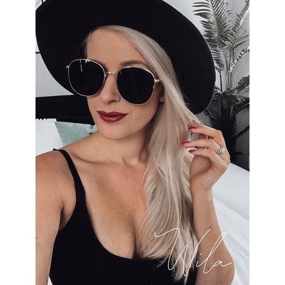 Black metal frame sunglasses rounded - Picture 3 of 3